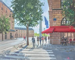 Coffee on the Corner, Paris by Charles Rowbotham - Original Painting on Board sized 12x9 inches. Available from Whitewall Galleries