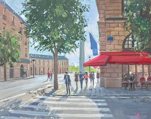 Coffee on the Corner, Paris by Charles Rowbotham - Original Painting on Board